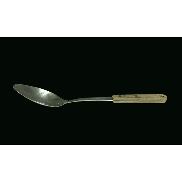 Robinson USA Stainless Steel USA Wood Handle Solid Serving Spoon Kitchen Tool - Picture 1 of 12
